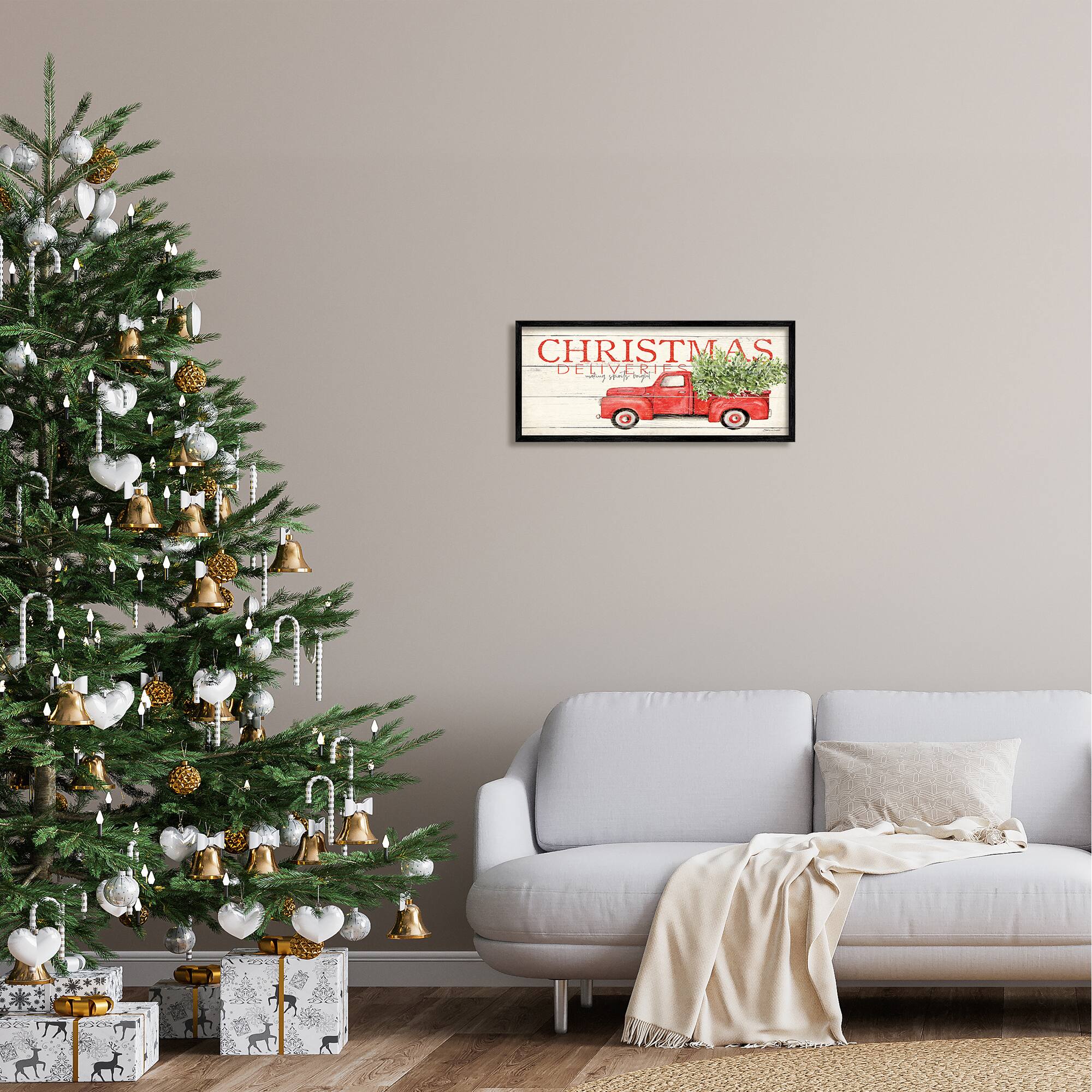 Stupell Industries Christmas Deliveries Red Truck Framed Giclee Art